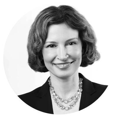 Black and white headshot image of Inspire's Senior Vice President, Marketing and Communications, Amy DeMaria​