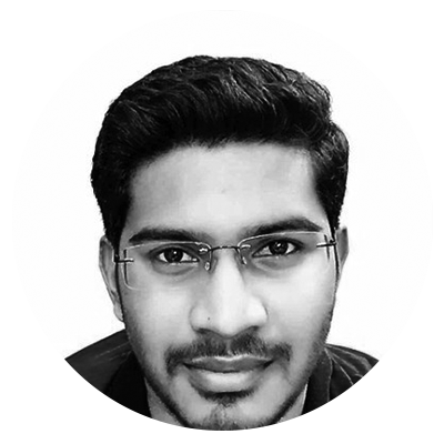 Black and white headshot image of Inspire's Teja Talluri, Vice President, Data Science, and Managing Director