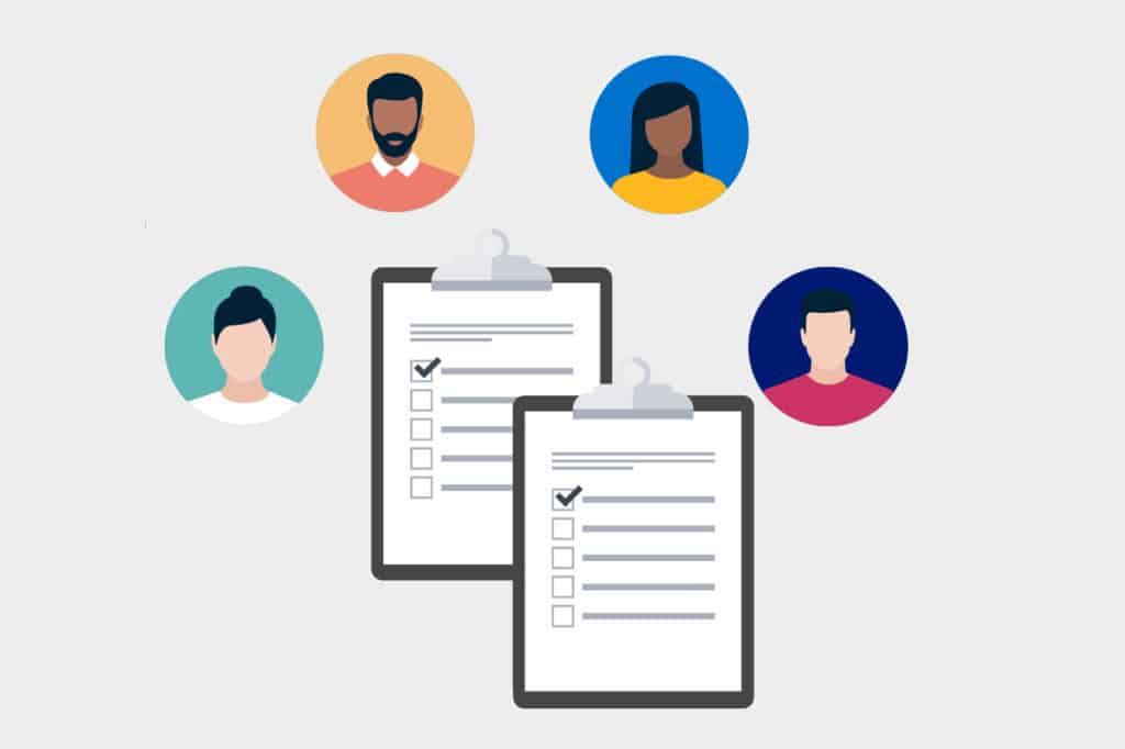 Illustration of a diverse group of individuals participating in a survey