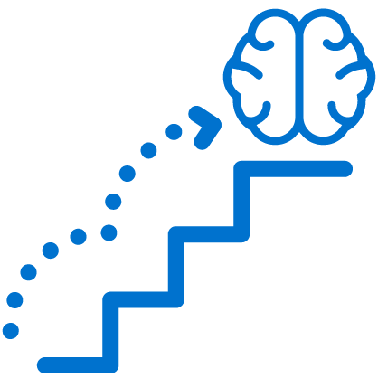 Stair step icon showing a level up in knowledge